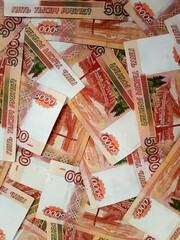 Russian banknotes with a face value of 5000. High quality photo