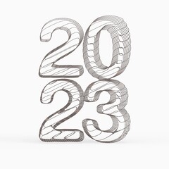 Obraz premium year 2023. 3D illustration numbers isolated white background