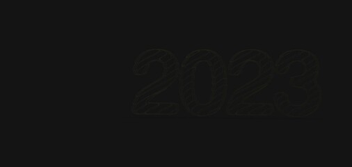 year 2023. 3D illustration numbers isolated white background