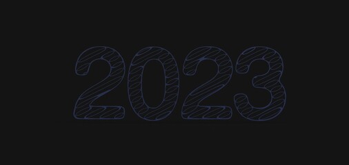 year 2023. 3D illustration numbers isolated white background