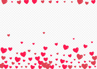 Red Hearts Vector Transparent Backgound. Falling