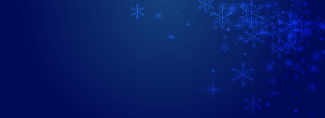 Shiny Snowstorm Vector Pnoramic Blue Background.
