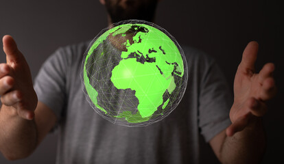 Saving environment, save clean green planet, ecology concept