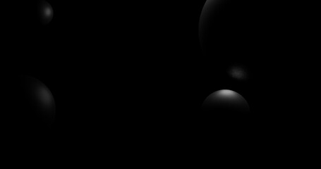 Render with a composition of smooth balls with reflections in low key