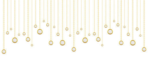 Background of diamond jewelry hanging on chain. - 480610928