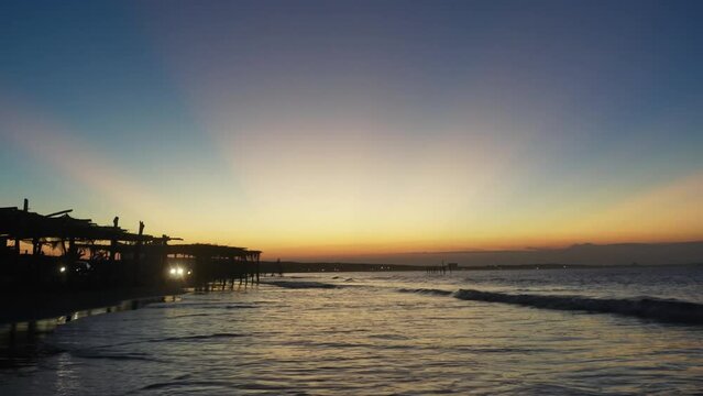 Beautiful sunset in Mexican beach, Anton Lizardo Veracruz in Mexico