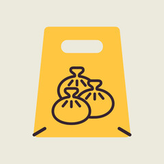 Fast food delivery take away paper bag icon.