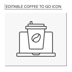 Work line icon. Coffee break during the working process. Business lunch. Coffee to go concept. Isolated vector illustration. Editable stroke