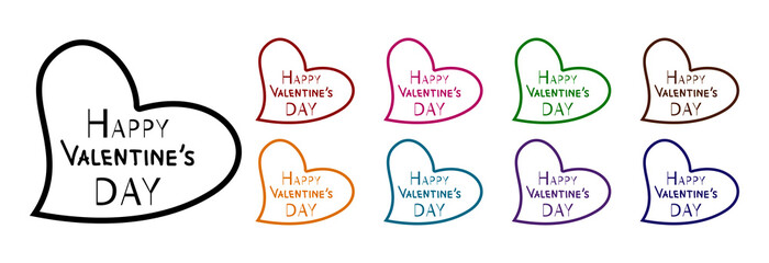 Set of colorful valentine hearts for congratulations. Happy Valentine's Day.