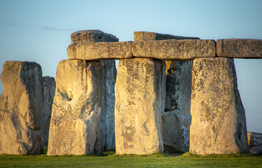 Stonehenge, a prehistrorical landmark. up close to the stones and rocks