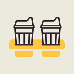 Two glasses of coffee in the stand vector icon