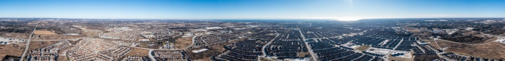 Fototapeta premium Durham residential area houses and subdivision by Rossland and Westney rd Panorama ajax