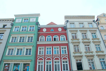 Beautiful architecture with old houses in Gdansk. colored buildings