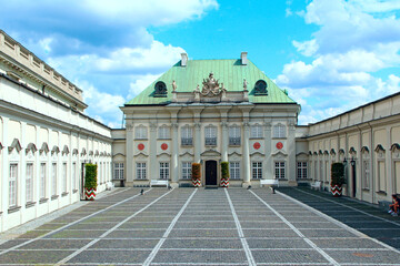 Copper-Roof Palace. Beautiful architecture with white columns in Warsaw