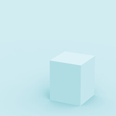 Abstract 3d blue cube and box podium minimal scene studio background.