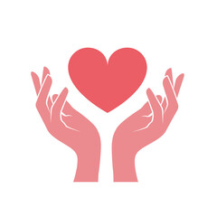 Obraz premium Hands embrace heart, love, charity and cardiac health care sign, vector