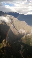 Machu Pichu landscape with rainbow