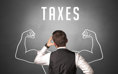 Rear view of a businessman, powerfull business concept