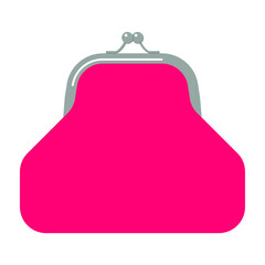 Vector graphics - a simple isolated object - a red female purse on a white background. Concept - paying in cash and shopping