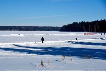 Winter in Manitoba - skating on a lake