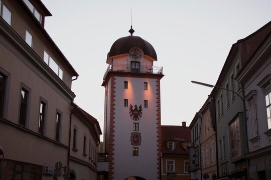 Mushroom tower in Leoben, this medieval tower is about 30 meters high. Previously, it was part of the city fortifications. At its top there is an observation deck and a restaurant. 