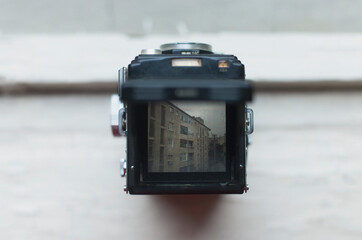 Medium format film analog camera view