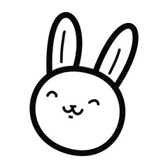 Cute Easter bunny. Doodle hand drawn rabbit head. Kawaii animal face. Stock vector black and white coloring illustration.