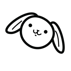 Cute Easter bunny. Doodle hand drawn rabbit head. Kawaii animal face. Stock vector black and white coloring illustration.