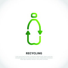 Recycle plastic bottle icon or logo design. Bottle with recycle symbol. Vector outline icon
