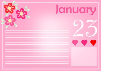 CALENDAR FOR THE MONTH OF JANUARY - 23th