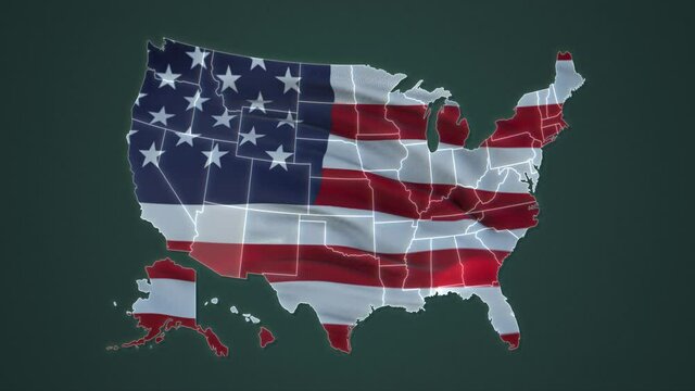 Arizona federal state blinking white highlighted in map of USA