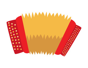 Accordeon in doodle flat style. Classical music instrument
