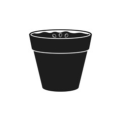 Flowerpot with seed inside icon. Vector. Flat design.