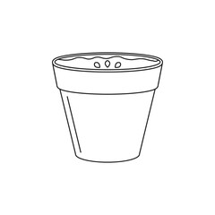 Flowerpot with seed inside icon. Vector. Line style.