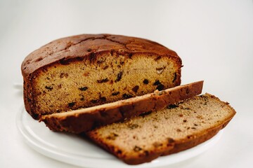 Kerala Christmas fruit or plum cake on white background, selective focus