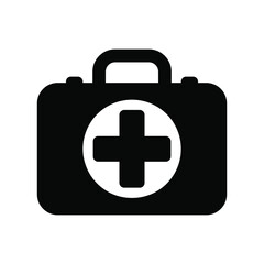 First aid box icon, medical briefcase icon vector isolated