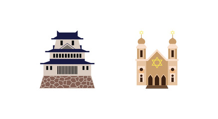 japanese castle emoji, synagouge emoji