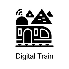 Digital Train vector Solid icon for web isolated on white background EPS 10 file