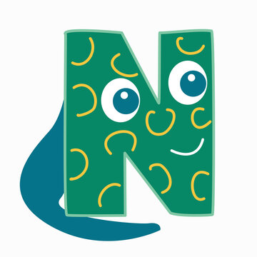 The letter N in the form of a dinosaur.