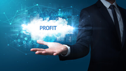 Hand of Businessman holding motivational message