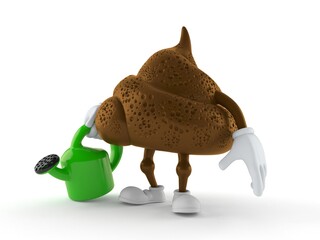 Poop character holding watering can © Talaj