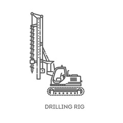 Water Well Drilling Rig. Industrial transport. Industrial machinery icon. Vector symbol