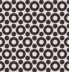 Circles Geometric Seamless Background in Black and White Color. Vector Tileable pattern.