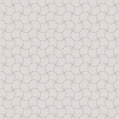 Thin Curl Lines Retro Geometric Seamless Background in Black and White Color. Vector Tileable pattern.