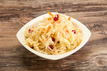 Sauerkraut with cranberry in the bowl