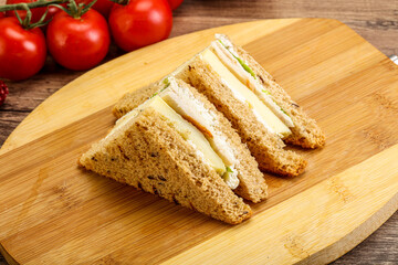Club sandwich with chicken and cheese