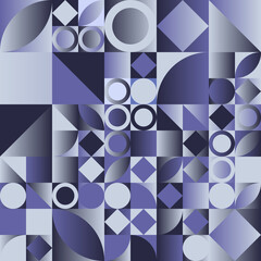 Geometric pattern, circle, triangle, square, leaves, Bauhaus style. Abstraction, monochromatic concept.
