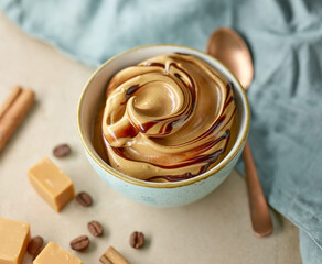 whipped caramel and coffee mousse dessert