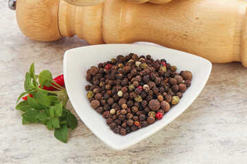 Peppercorn mix heap in the bowl