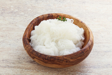 Glass asian noodles in the bowl